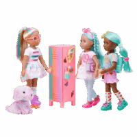 Glitter Girls Marlo Rollerblade Doll with friend at locker