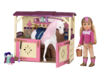 14-inch doll and horse in stable playset