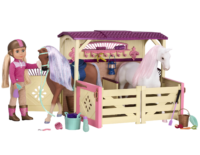 14-inch doll and two horses in stable playset