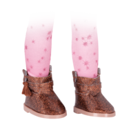 Pink ombre leggings and brown glitter boots for 14-inch doll