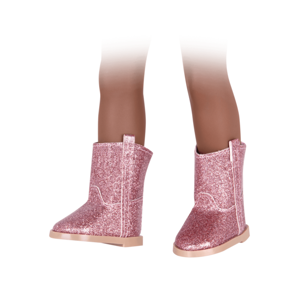 Pink glitter boots for 14-inch doll