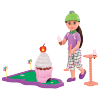14-inch doll playing with mini-golf playset