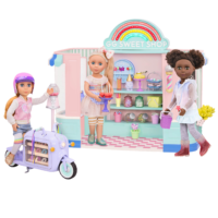 Three 14-inch dolls at candy shop