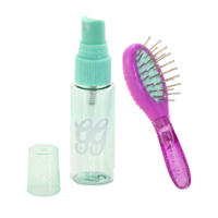 Toy hair brush and spray bottle for dolls