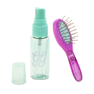 Toy hair brush and spray bottle for dolls