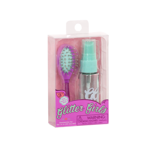 Toy hair brush and spray bottle for doll