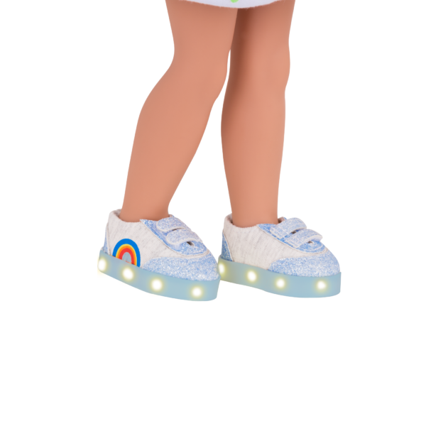 Rainbow light-up shoes for 14-inch doll