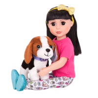 Beagle dog plushie with 14-inch doll