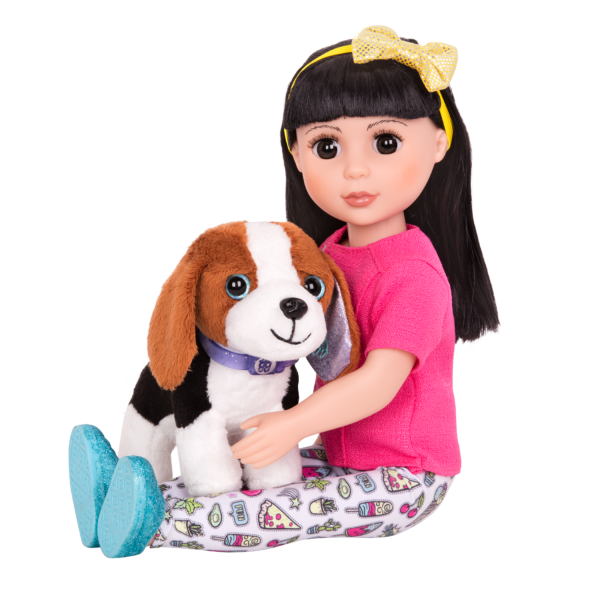 Beagle dog plushie with 14-inch doll