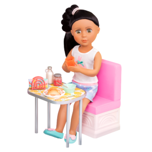 14-inch doll with breakfast playset