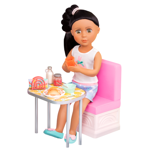 14-inch doll with breakfast playset