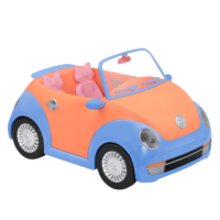 Orange and blue toy convertible punch buggy car
