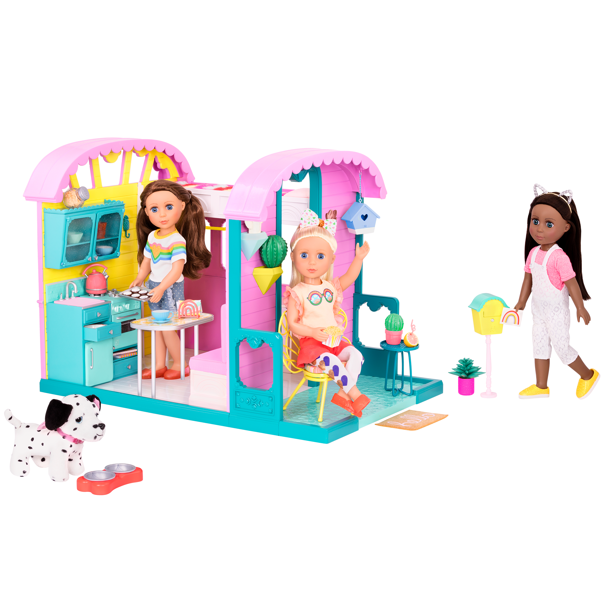 Glitter Girls Caravan Home Dollhouse & Furniture Playset for 14 Dolls