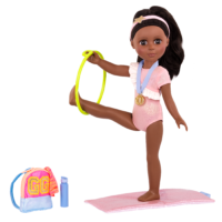 14-inch doll using gymnastic playset
