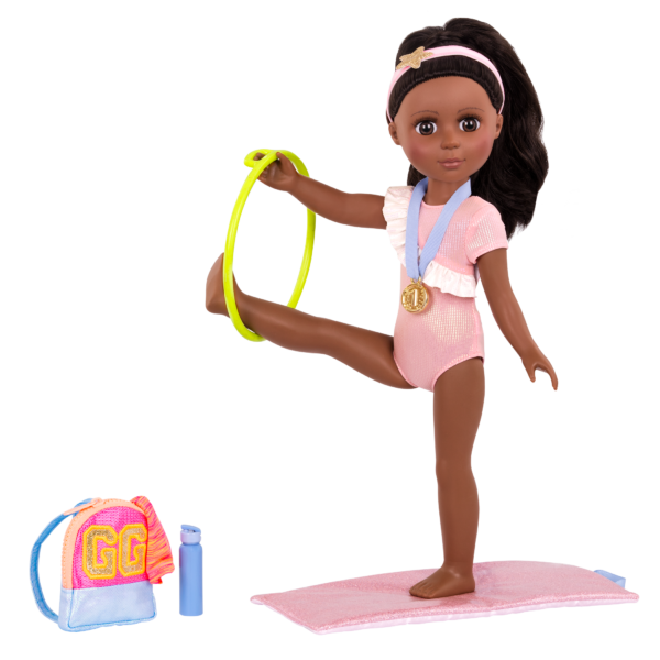 14-inch doll using gymnastic playset