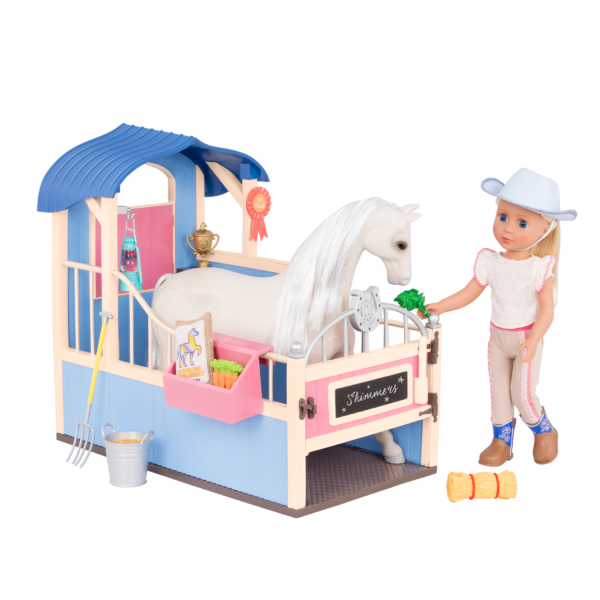 14-inch doll with horse stable playset