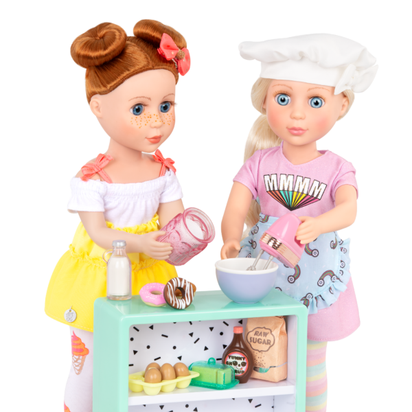 Two 14-inch dolls baking donuts