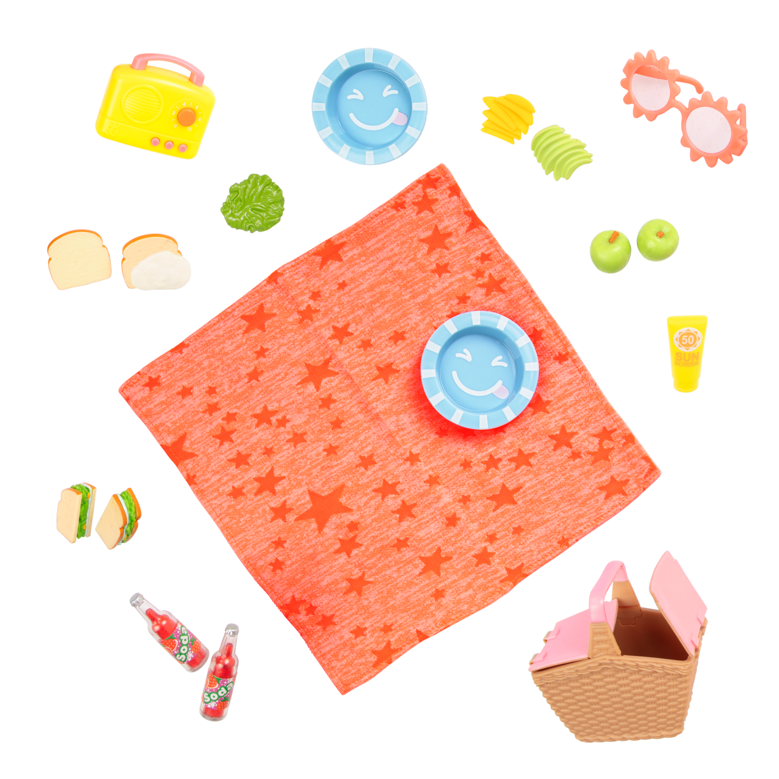 14" Doll Picnic Play Food Set Glitter Girls