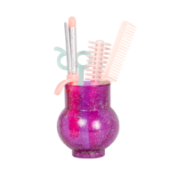 hair salon container holding styling tools