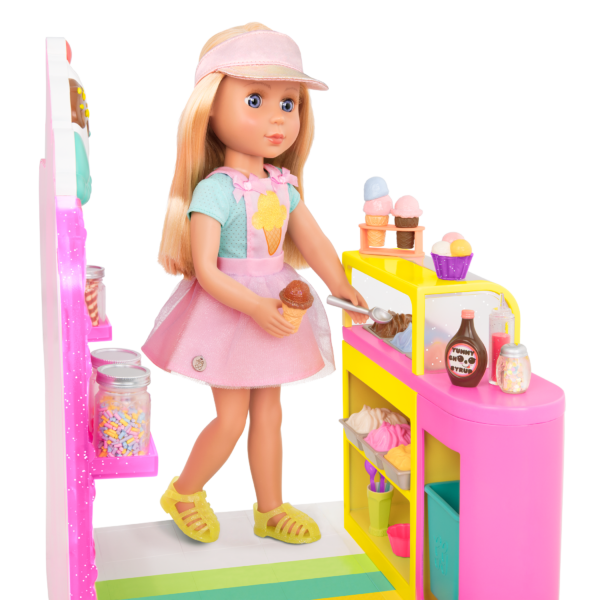 14-inch doll with ice cream shop playset