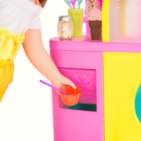 Ice cream shop playset with recycling receptacle
