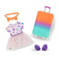 Rainbow suitcase and outfit from travel playset for 14-inch doll