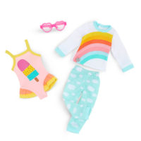 Rainbow outfits from travel playset for 14-inch doll