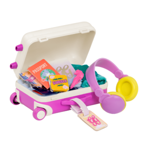 Carry-on luggage playset with travel accessories
