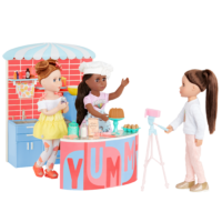  Glitter Girls – Cooking Show Set – 50+ Food & Baking  Accessories – Camera, Counter, Display Case, Fridge – 14-inch Doll Playset  – GG Baking Vlog Set – Years 3 + : Toys & Games