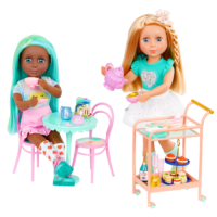 Glitter Girls Tea Cart and Furniture Playset with 14-inch Dolls Lacy and Duckie