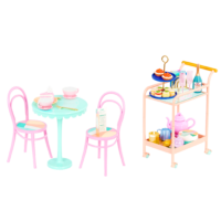 Glitter Girls Dolls Tea Cart Table & Chairs Patio Home Furniture Playset