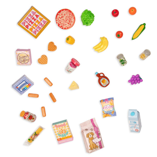 Glitter Girls Dolls Shopping Cart Playset Pizza Fruit Pasta Play Food Accessories