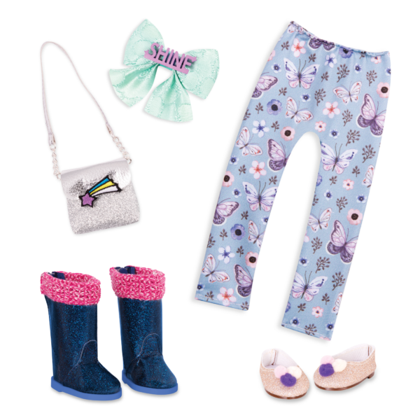 Butterfly and star-themed clothes for 14-inch doll