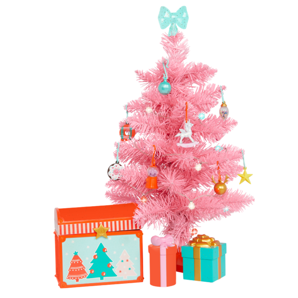 holiday christmas tree with ornaments and presents
