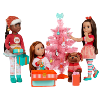 Cocoa with Glitter Girls dolls and tree