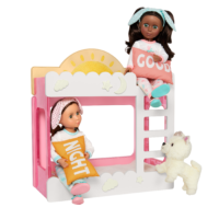 Glitter Girls dolls and pup in bunk bed