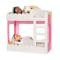 Glitter Girls dolls laying in bunk bed