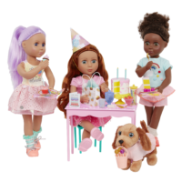 Dolls celebrating a birthday party