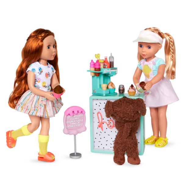 Glitter Girls dolls and pup with ice cream set