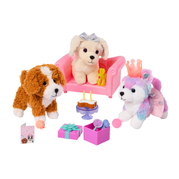 Glitter Girls Pups Celebrating with a Birthday Party