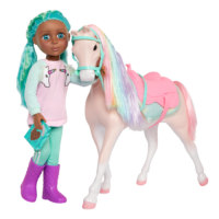 Twinkle the horse standing with 14-inch doll